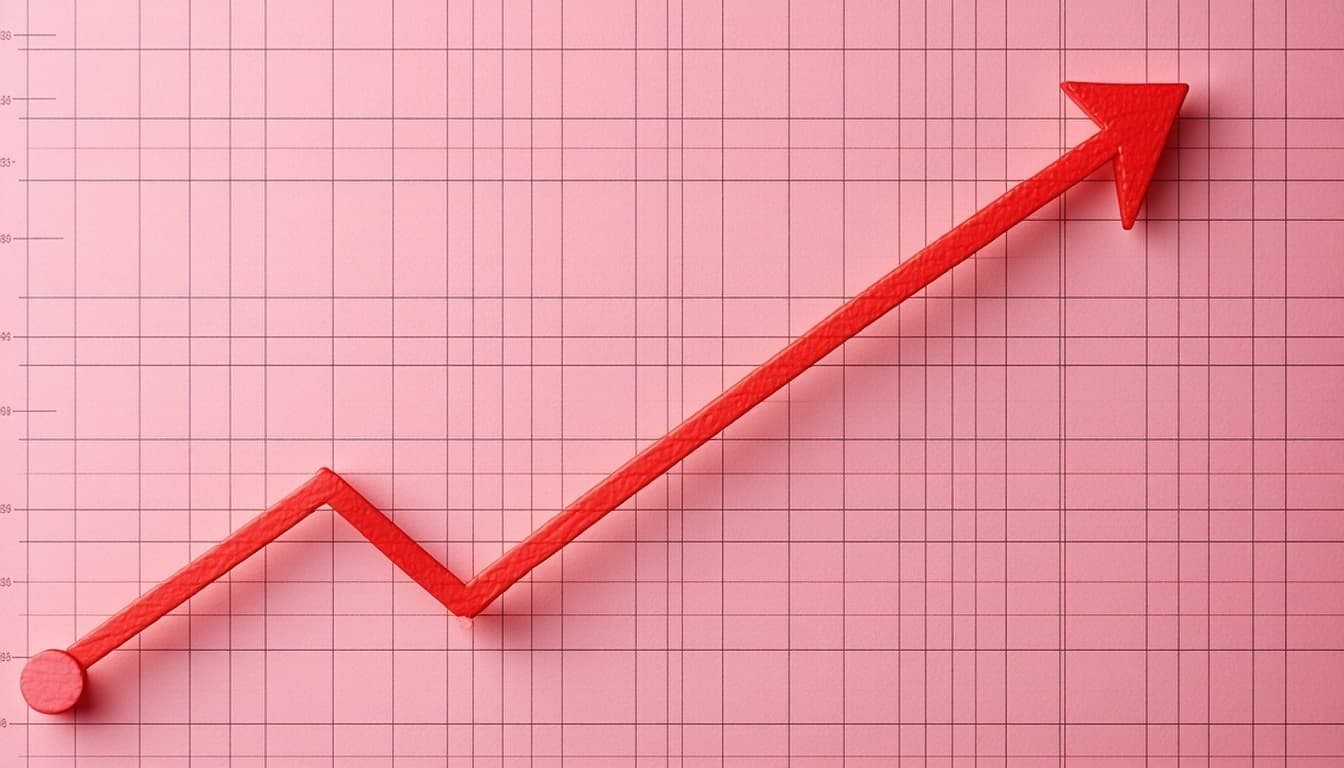 A graph showing a significant upward trend, symbol